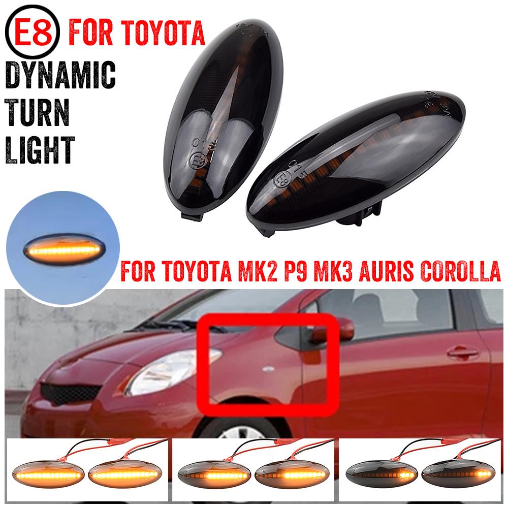 1 par dynamisk LED sideblinklys for bil til Toyota Yaris COROLLA Auris Mk1 E15 RAV4 Mk3 Etios Rullende blinklys