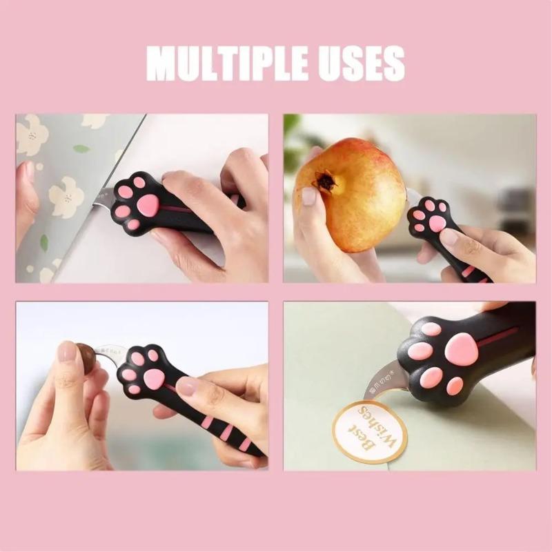 Mini Portable Cat Claw Utility Knife Creative Hand Account Decor Paper Cutting Tools Art Supplies Cute Cat Paw Sharp Box Cutters