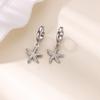 Dainty Hanging Shell Pearl Starfish Stud Earrings For Women Elegant Gold Color Stainless Steel Drop Earrings Jewelry Party 2025