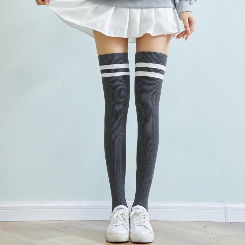 Spring & Autumn Micro-Pressure Slimming Thigh-High Knee Socks for Women - Japanese Korean College Style, Student Long Tube Football Socks