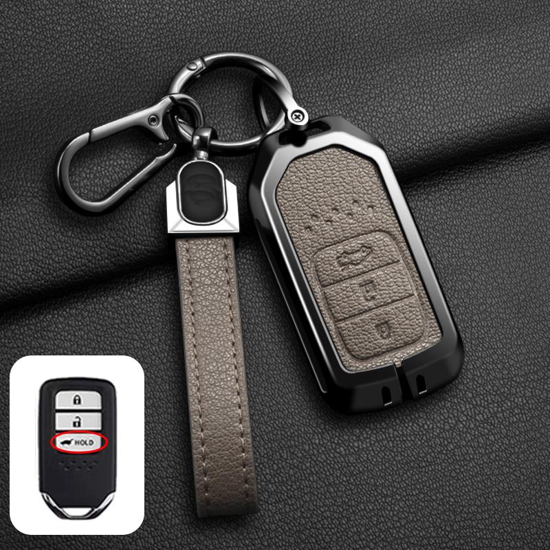 Carcasă Capac Cheie Mașină din Aliaj de Zinc și Piele pentru Honda Civic CRV HRV Accord Pilot Fit Freed Vezel Odyssey 2018 - 2022 Accesorii