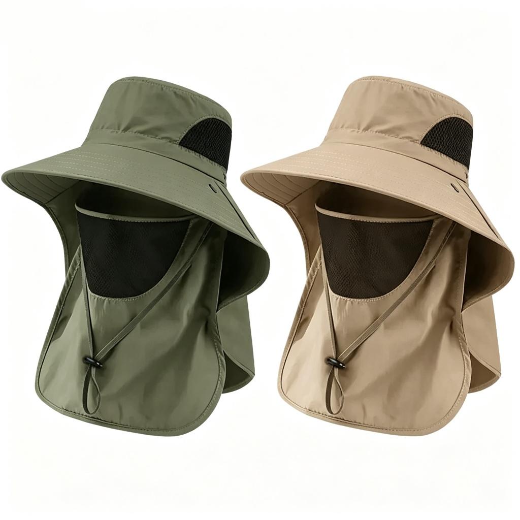 Summer Sun Hats UV Protection Outdoor Hunting Fishing Cap For Men Women Hiking Camping Visor Bucket Hat Neck Flap Fisherman Hat