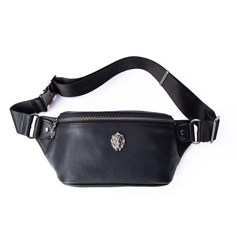 

Мужская модная минималистичная поясная и нагрудная сумка - Натуральная коровья кожа, Мягкая повседневная кроссбоди, Японский и корейский стиль чёрный