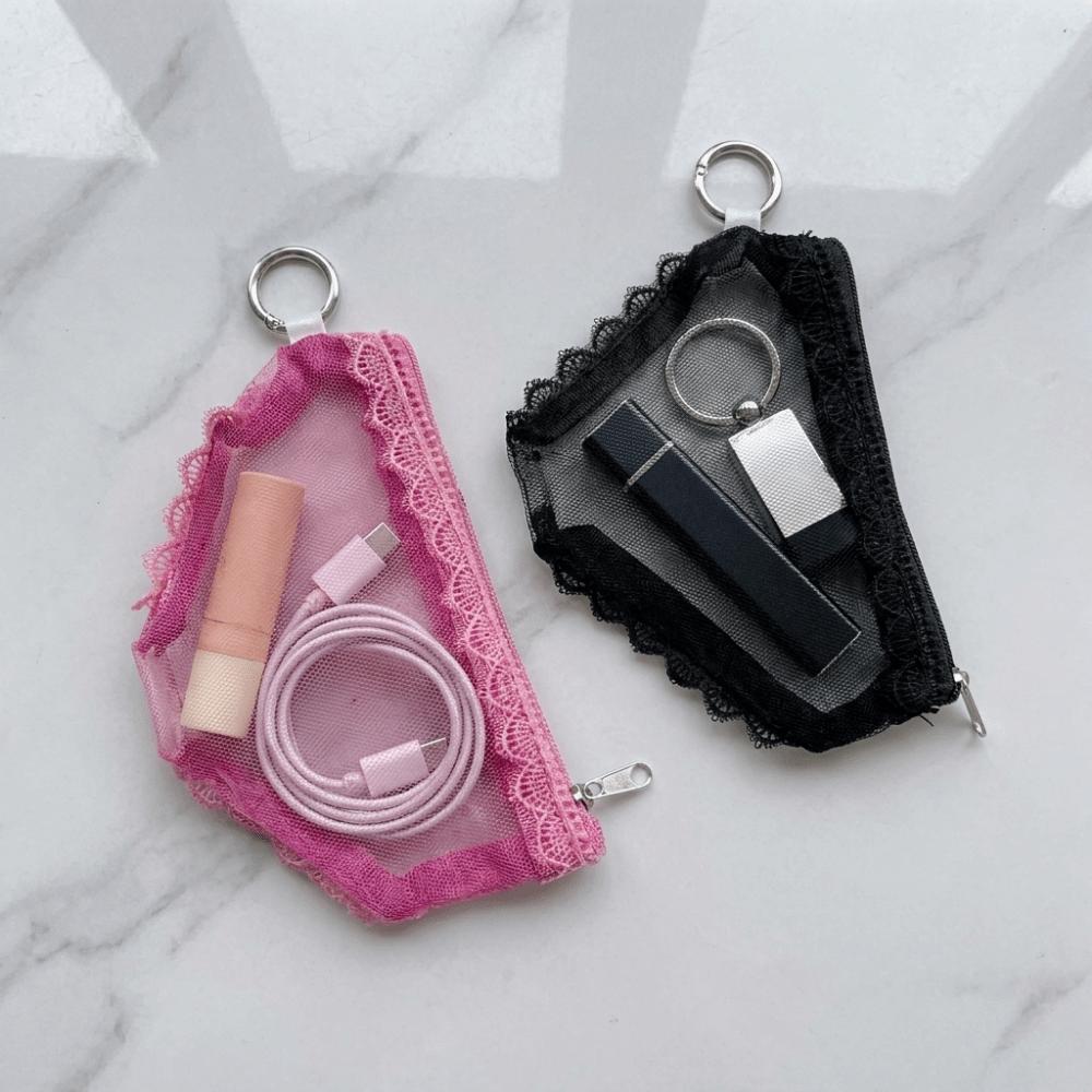 Mesh Mesh Toiletry Bag Lace Trim Jewelry Organizer Unique Travel Cosmetic Bag Headphones