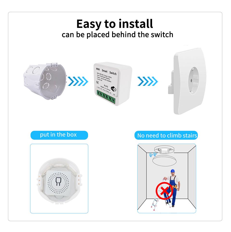 Tuya WiFi Smart Switch: App & Alexa Voice Controlled, Compatible with Dual Control and Dark Box Switches.