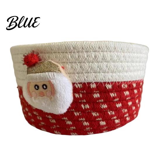 Cute Table Organizers Desktop Decorative Basket Christmas Woven Storage Cotton Rope Theme Organizer Handmade Fabric