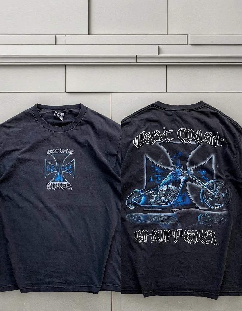 West Coast Choppers Железный Крест Винтажная Байкерская Двусторонняя Футболка, Американский Чоппер Мотоцикл Графическая Футболка, Унисекс Повседневный Топ 4XL