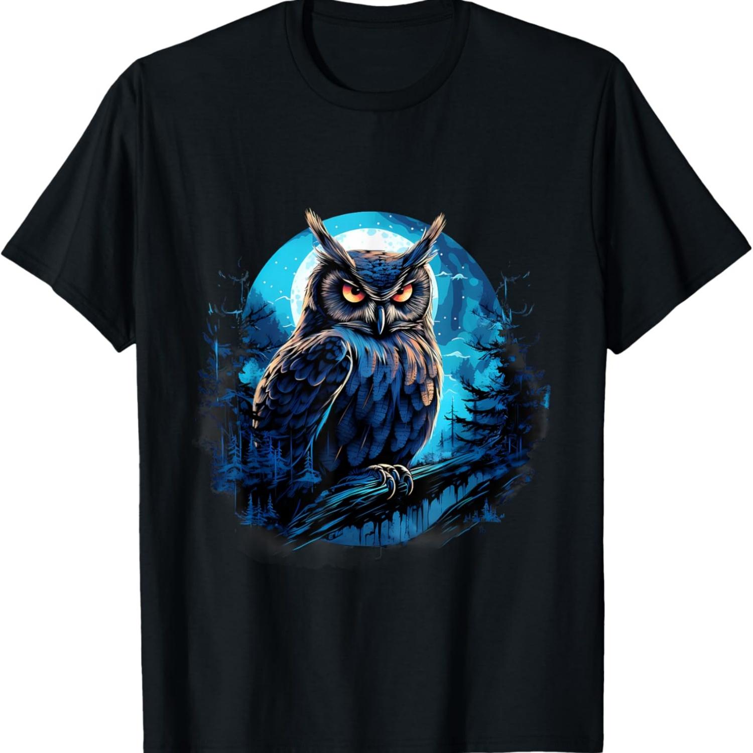 Owl Animal Art Nature Wildlife Motif Artwork Animal Lovers T-Shirt S чёрный