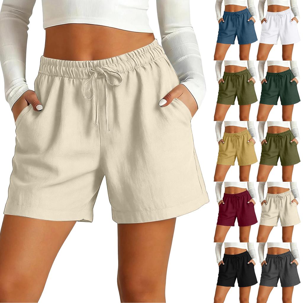 Women's Color Color Pocket Drawstring Casual Shorts