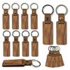 Keychain Pendant Polished Smooth Wood Key Ring with Faux Leather Wrap Lightweight Compact Design