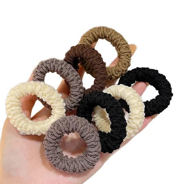 Milk Coffee High Elasticity Women's Ponytail Hair Tie - Durable Leather-Covered Rubber Band