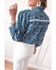 Azura Exchange Blue Floral Ric-rac Patchwork Button Loose Fit Shirt