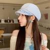 Korean Style Ruffle Octagonal Hat Solid Color Women Artist Hat Versatile Fine Plaid Beret Girls