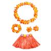 Kids Hawaiian Grass Lei Skirt Flower Wristband Garland Fancy-Costume Suit New