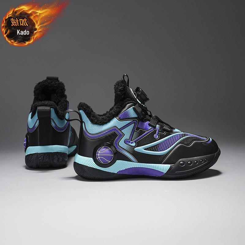 Winter 2025 Boys' Basketball Shoes: New Velvety Warm, Non-Slip Leather Sports Shoes for Kids