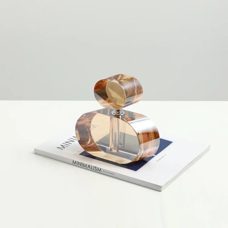 European Crystal Glass Perfume Bottle Exquisite Geometric Storage Jar Decoration Hotel Bedroom Dresser Crystal Perfume Bottle