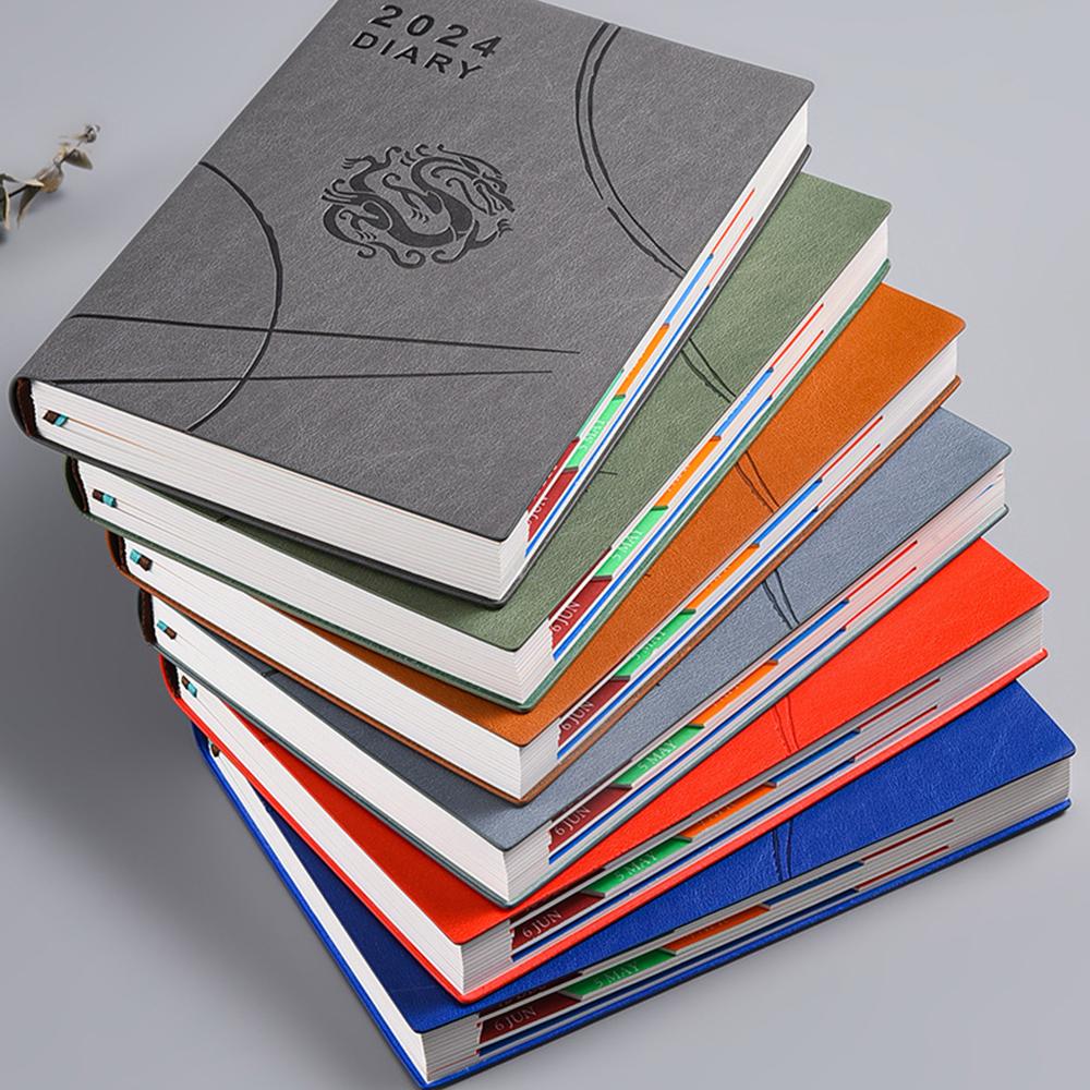 (Logo Can Be Engraved) A5 Leather Business Schedule, 365-day Daily Planner, Study Plan, Time Management Manual, Ledger, Notepad