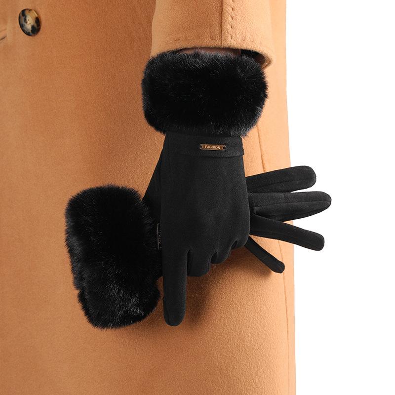 Warm Gloves Women Autumn and Winter German Velvet Windproof and Cold-proof Touch Screen Riding Driving Velvet Thickened Outdoor Sports