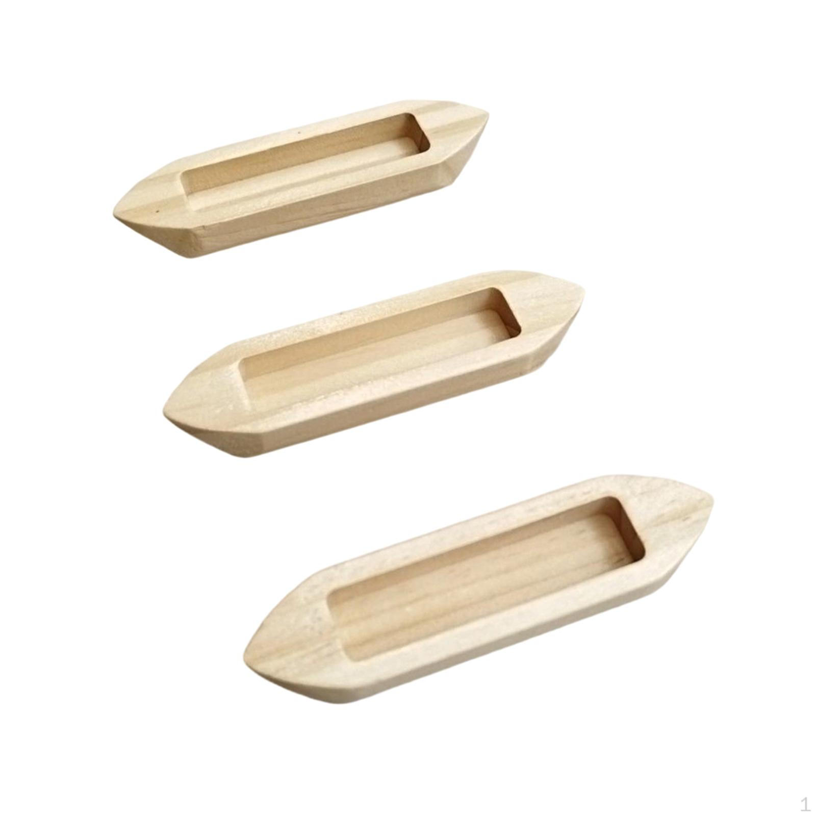 

3Pcs Wooden Boat,Wood Boat Decor Model,Nautical Fishing Canoe,Unfinished for Table Beach Coastal