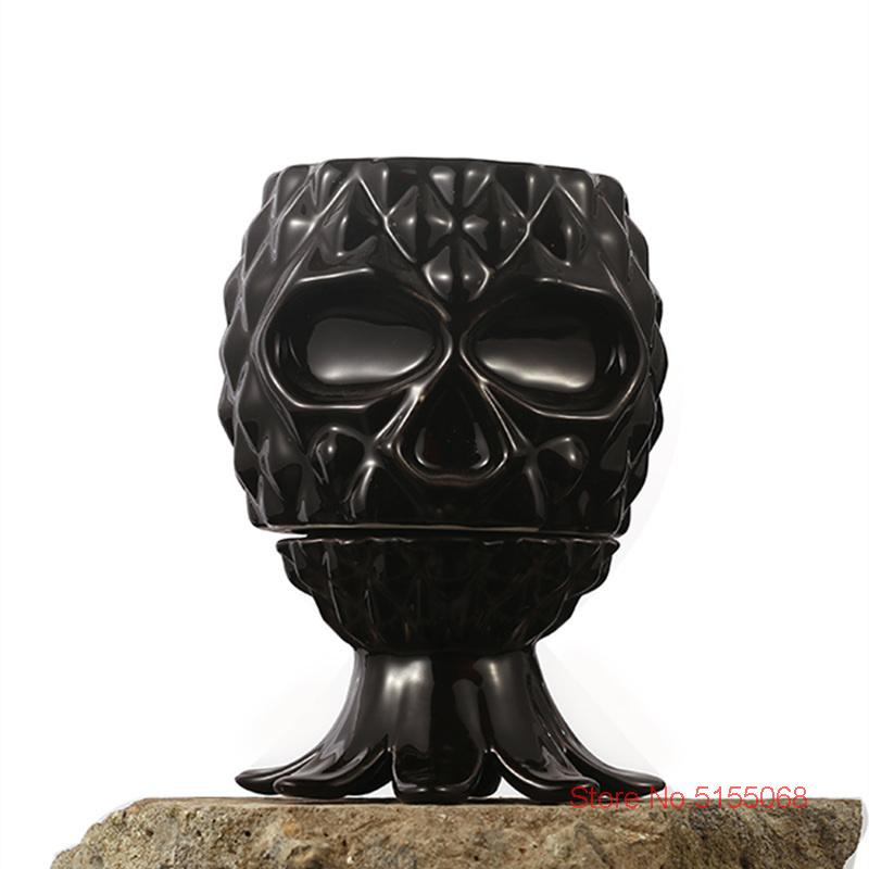 Black Octopus TIKI Mug Ceramic Cocktail Glass Beach Party Drinking Cup Wineglass Cool Skull Pineapple Smoothie Juice Container