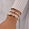 2 PCS Beach Vacation Style Fashion Imitation Pearl Shell Beaded Elastic Rope Bracelet Couple Jewelry Gift