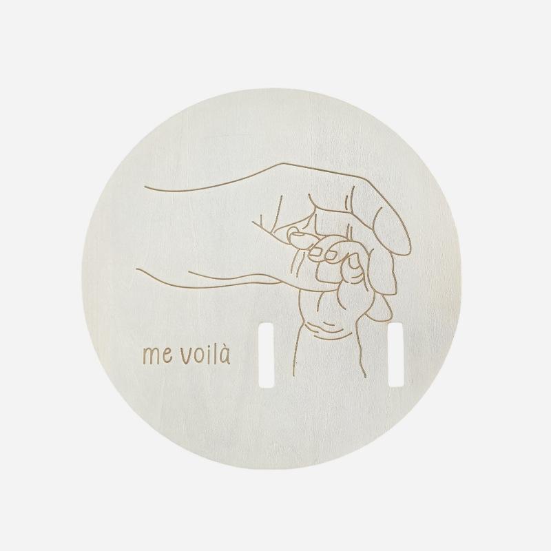 Wooden Baby Birth Hospital Bracelet Commemorative Plaque, Circular Carved Newborn Collection Plaque