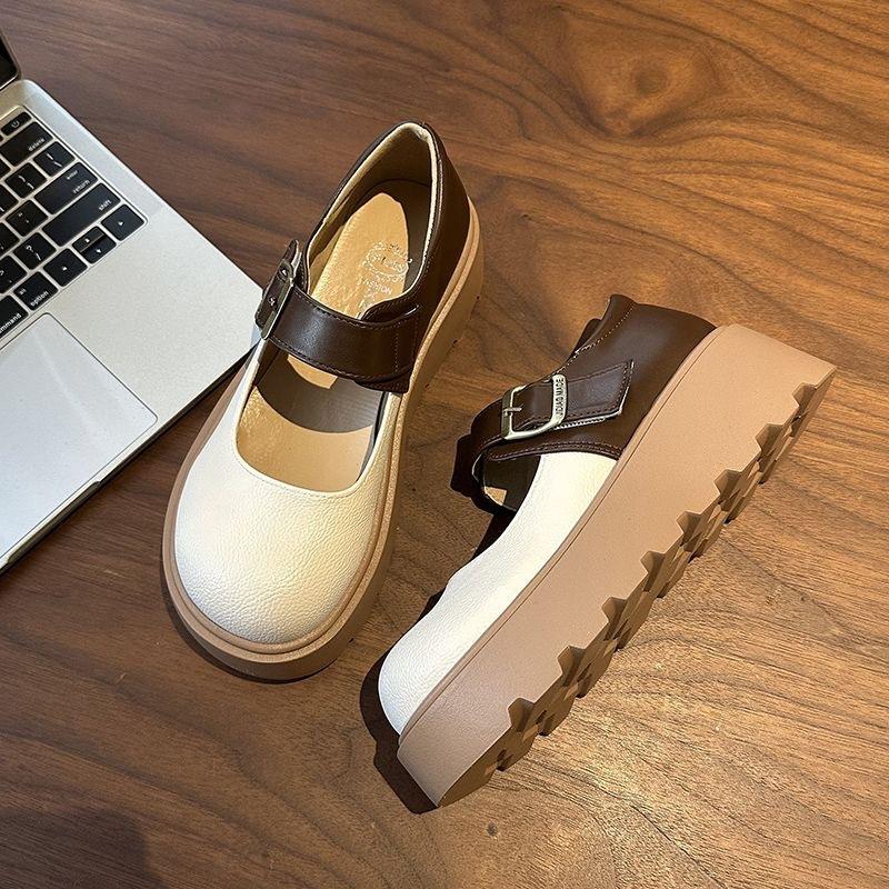 Korean version of casual style round head shallow mouth one-word single shoes, spring temperament increases and shows long legs Mary Jane small 