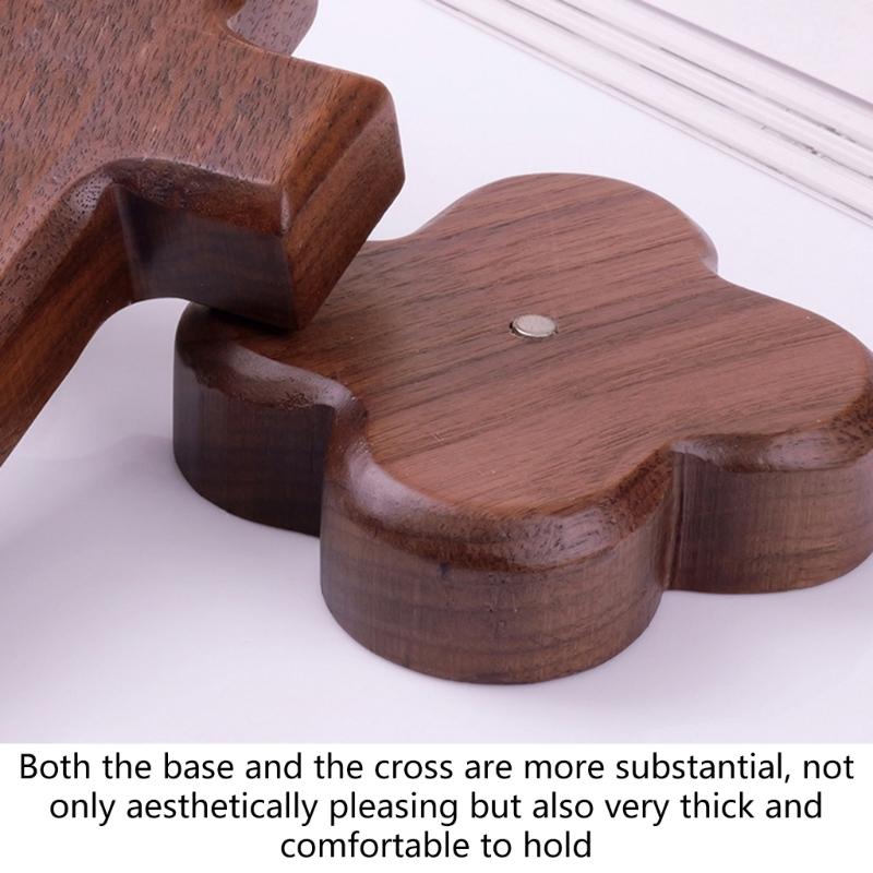 Natürliches Walnussholz Religiöses Stehkreuz Ornament mit abnehmbarem magnetischem Ständer Kirche Zuhause Ostern Glaube Handwerk