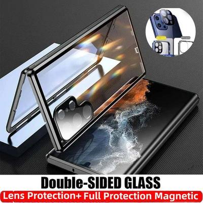 Magnetic Case for Huawei Honor 90 80 70 GT with Metal Frame Phone Bumpers Double Sided Tempered-Glass Full Lens Protection Cover