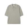 APOSTROPHE COMMA Diamond Punched Short Sleeve Collared T-Shirt_Black