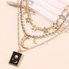 Geometric Star Moon Necklace For Women With Zinc Alloy Pendant Boho Style Casual Jewelry