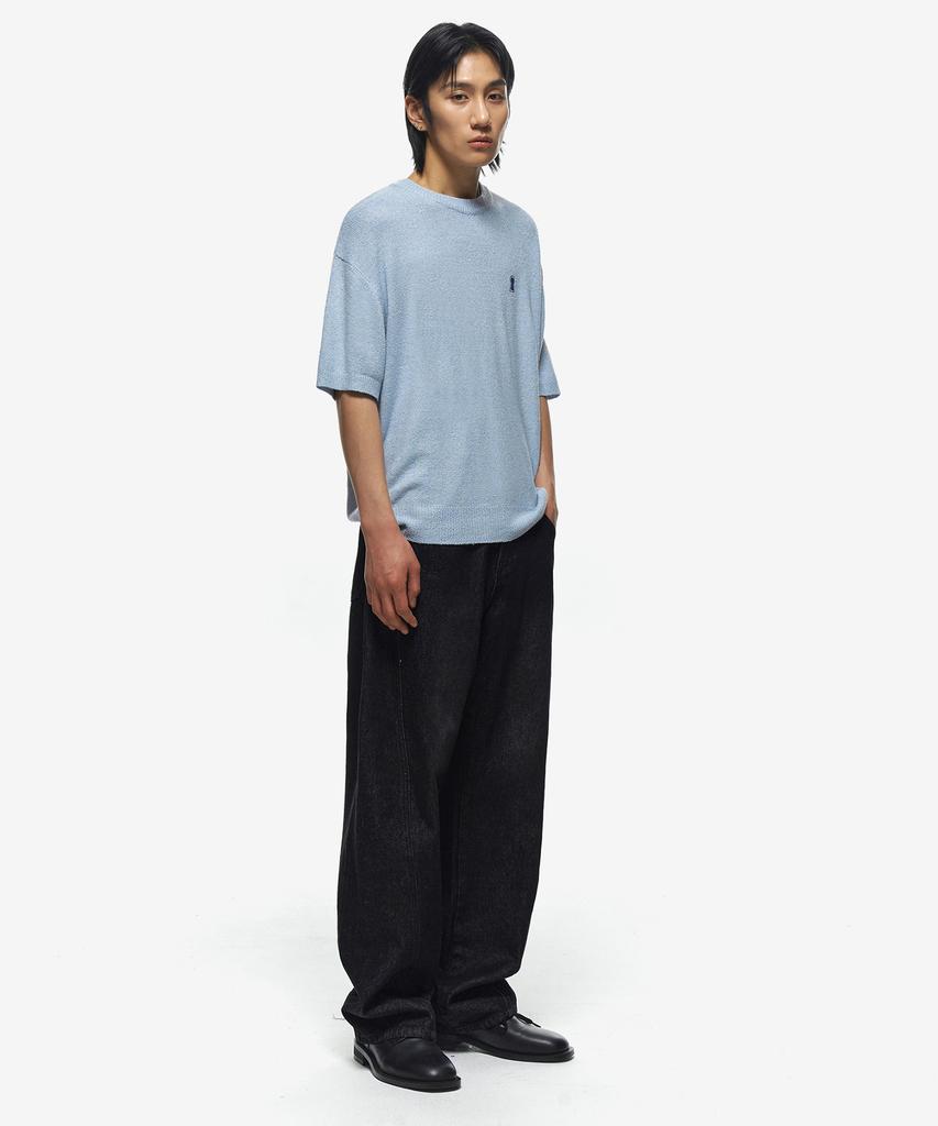 Sekeonmonollogeu Keyhole Boucle Round Short Sleeve Knit [6 Color]_Sekt009 (B Type)