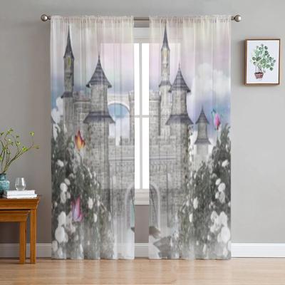 Romantisches Schloss Tüll Sheer Fenster Vorhänge für Wohnzimmer Das Schlafzimmer Moderne Chiffon Voile Organza Vorhänge Dekor Vorhänge