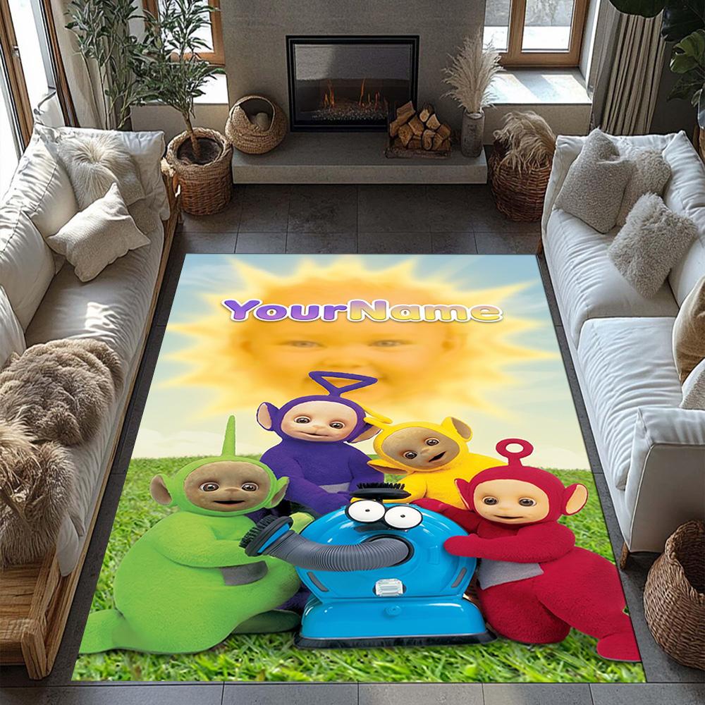 Teletubbies Customized Name Floor Rug Office Rug Design for Game Room Dining Room Balcony Outdoor Anti-slip Rug Anime Office Decor
