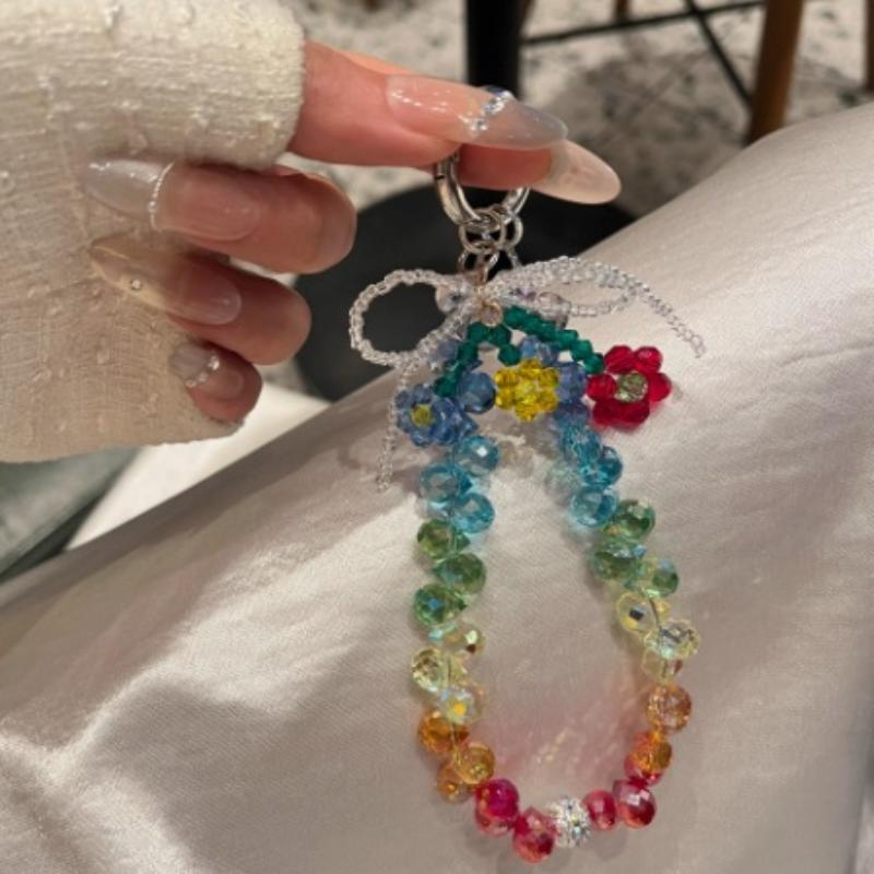 

Flower Mobile Phone Pendant Chain Short Hand-Held Luxury Accessory Colored Design разноцветный