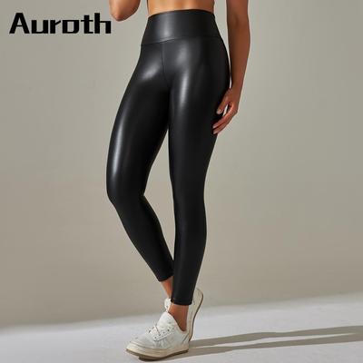 Auroth Leggings in ecopelle da donna Pantaloni elasticizzati a vita alta Pantaloni a matita in pelle PU taglie forti