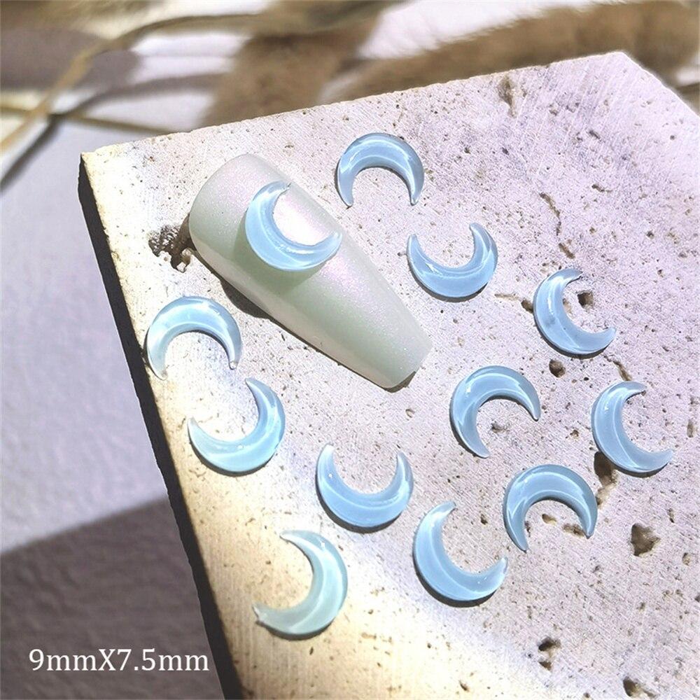 20 Stück Crescent Moon Nail Art Dekorationen Harz Eis klare Edelsteine ​​Strass Nägel Zubehör 3D DIY Maniküre Teile Charms LXY