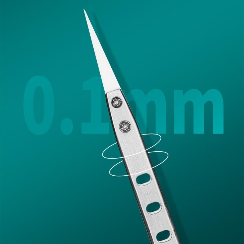 Precision Ceramic Tweezer High Temperature Resistant Anti-Magnetic Point Precision Ceramic Tweezer for Laboratory Work,