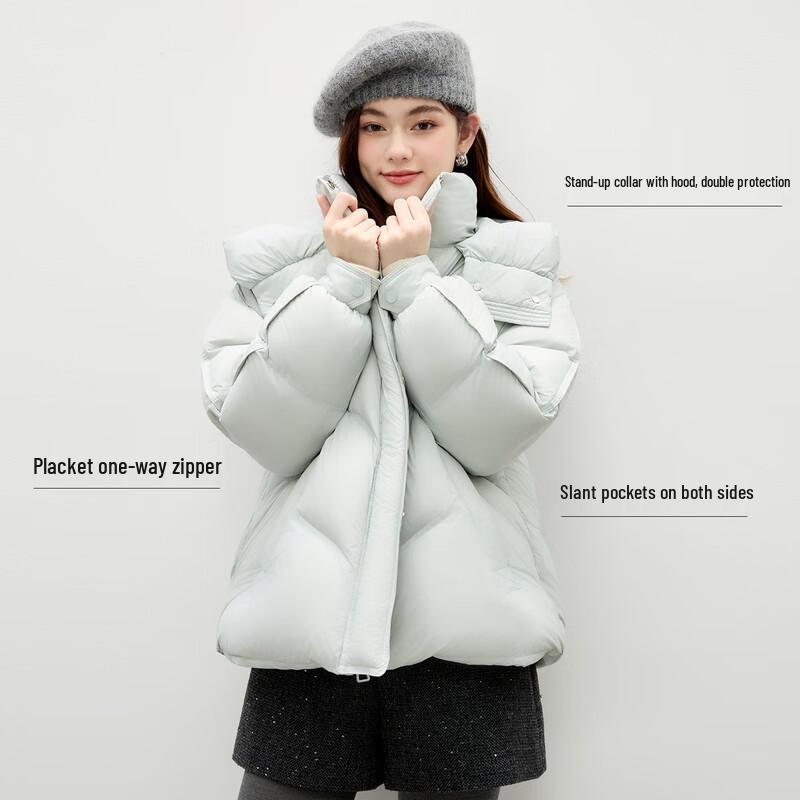 Qiushui Yiren Women's Elegant Hooded Down Jacket
