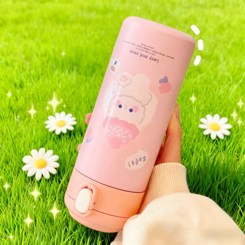 380ml Stainless Steel Thermos Vacuum Flask Creative Straw Cup Cute Thermal Insulation Water Bottle Practical Gift About