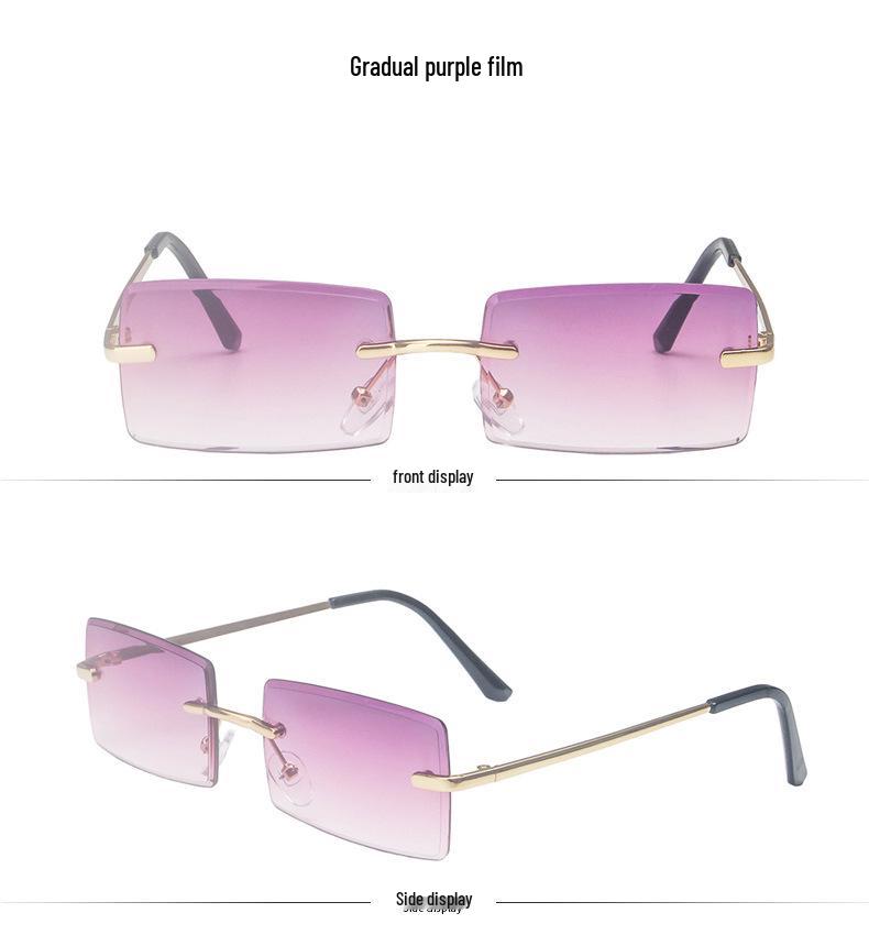 2022 Korean Style Rimless Sunglasses - Trendy Women s Square Frame, Small Decorative Glasses As Shown