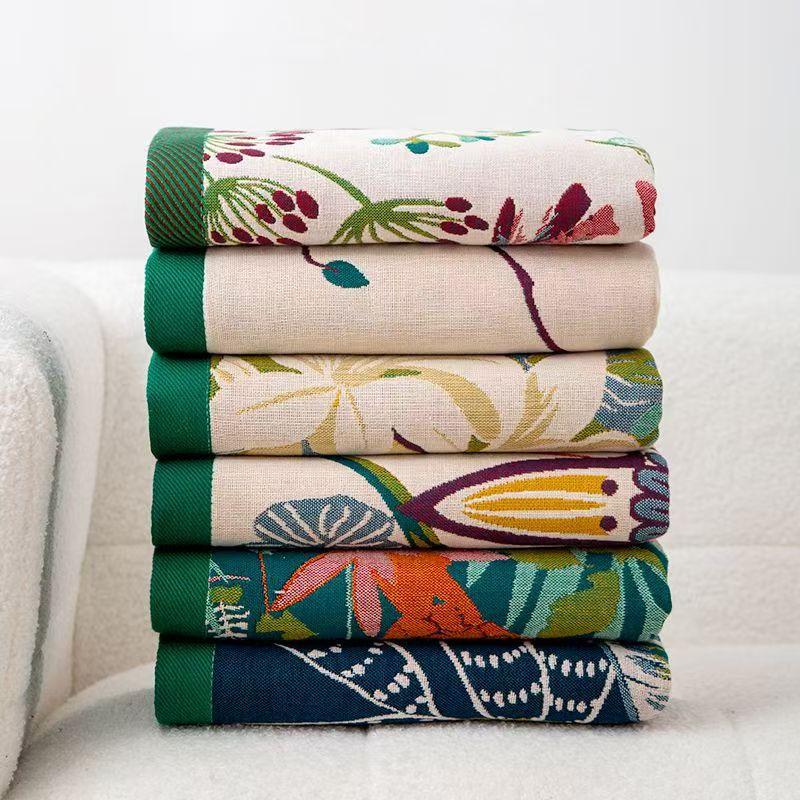 New Style Pure Cotton Gauze Jacquard Edge Binding Extra Large Thickened Absorbent Quick-Drying Bath Towel for Couples Family Use