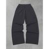 Black Wide Leg Men's Sports Pants, White Flame and Tribal Abstract Print Loose, Urban Street Style
