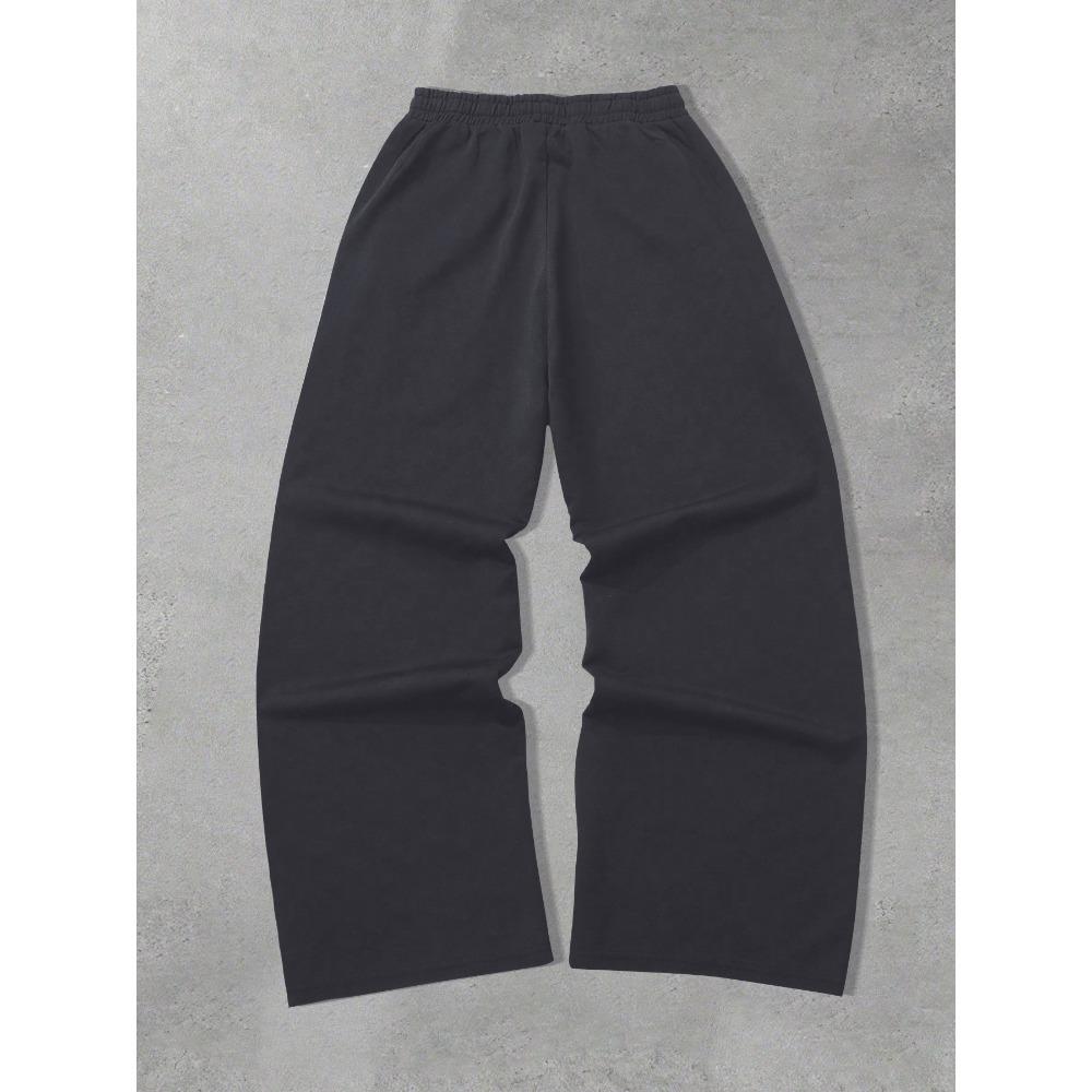 Black Wide Leg Men's Sports Pants, White Flame and Tribal Abstract Print Loose, Urban Street Style