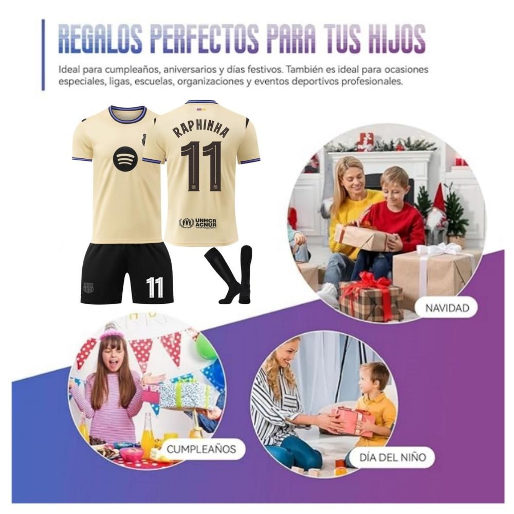 Barcelona Raphinha Dětský fotbalový dres Set YSHT 150-160cm Žlutý Polyester Sportovní oblečení