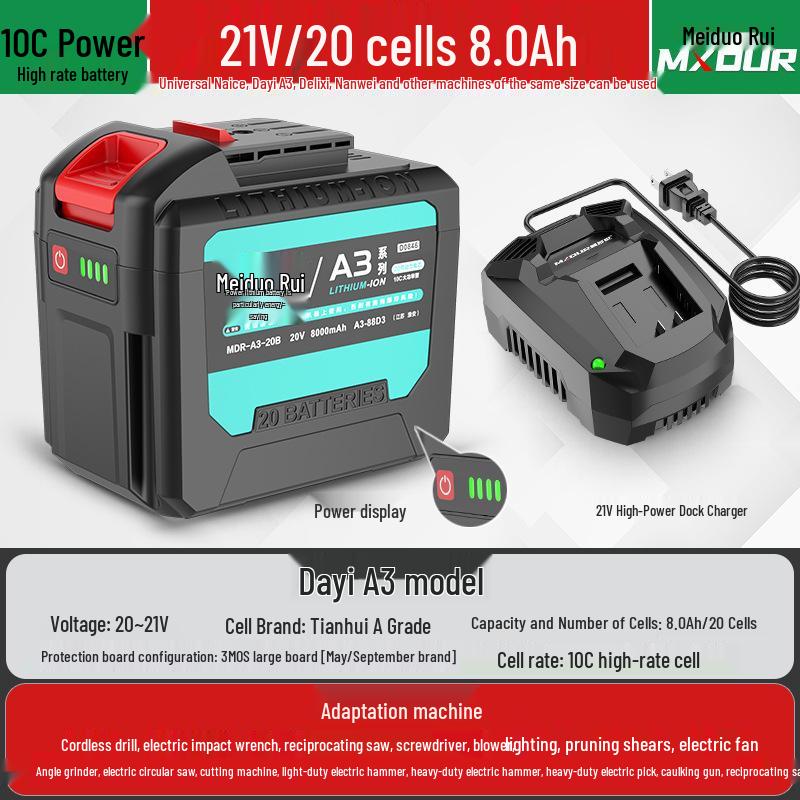 Universal A3 Series: Cordless Electric Wrench, Angle Grinder, Hammer, Drill, Circular Saw with Lithium Battery