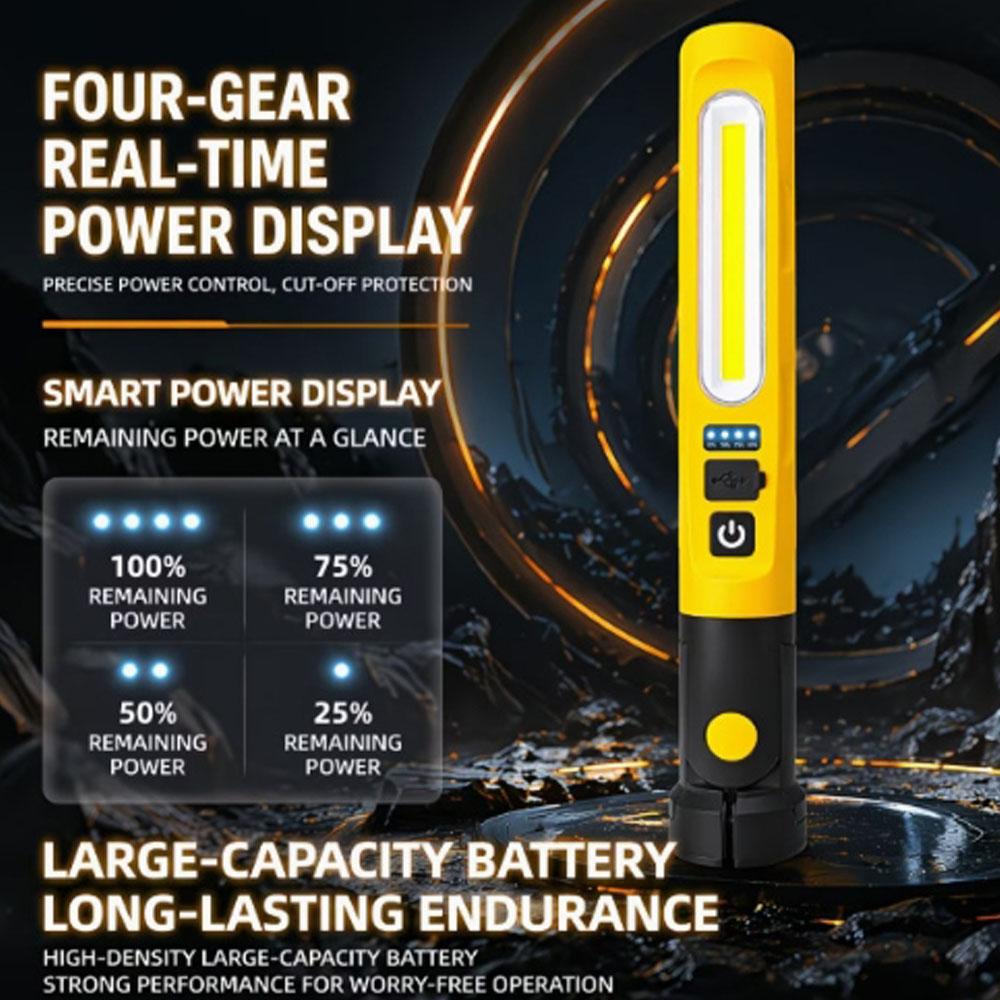 Rechargeable COB LED Work Light Portable Magnetic Inspection Flashlight with Power Display for Car Repair Garage Emergency