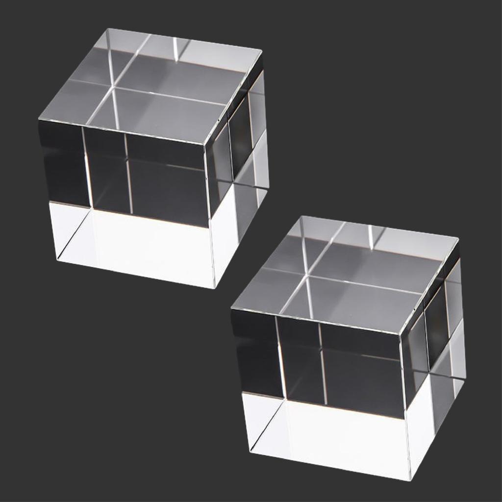 Masajikiya Clear Polished Acrylic Blocks, Acrylic Cubes for Display, Standing, and Photography, Set of 2 (50x50x50mm)