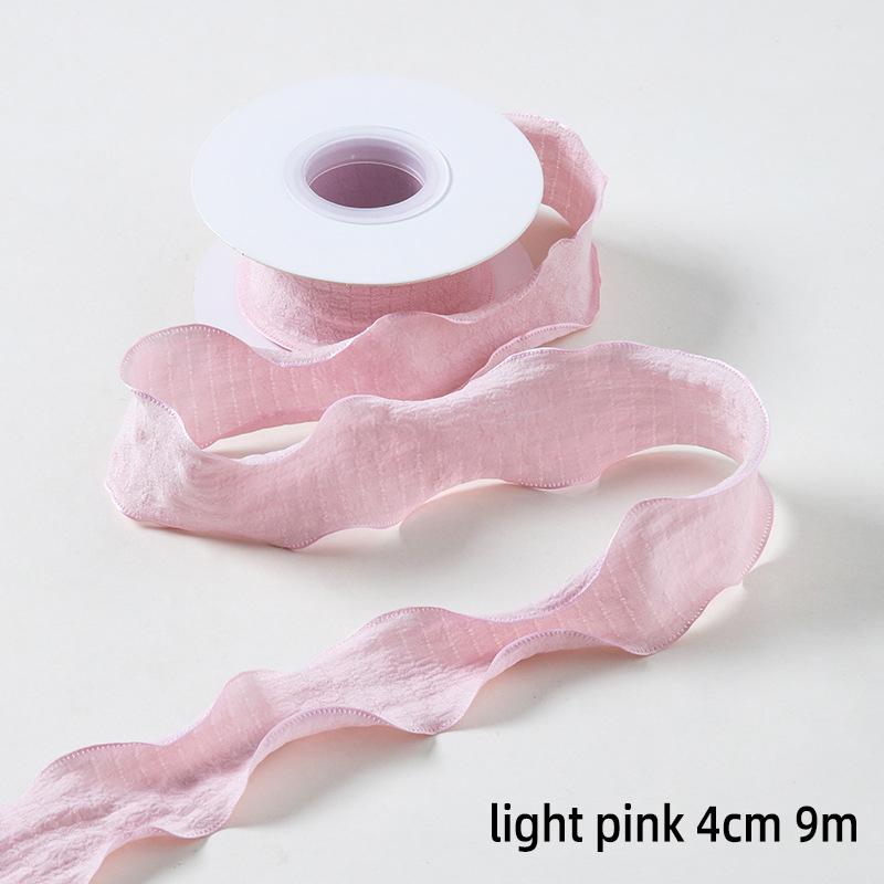 25/40mm 10Yards Candy Color Ribbon Wavy Edge Fishtail Yarn Ribbon for Gift Wrapping DIY Bow Bouquet Cream Style Wrinkled Ribbons