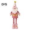 Christmas Plush Doll Telescopic Leg Elk Snowman Santa Claus Pink Doll Toy Desktop Figurine for Indoor/Outdoor Use Party Decor